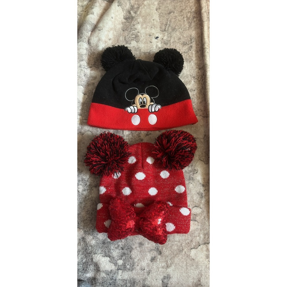 Disney Mickey/Minnie Mouse Toddler Beanie Hat Set
